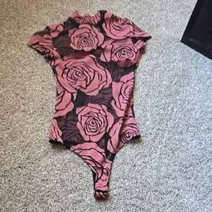 Privy Pink and Black Floral Bodysuit